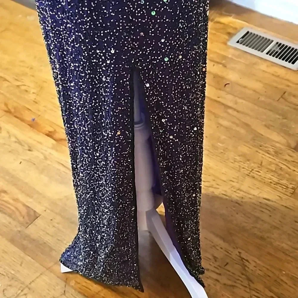 Scala Purple Sequined Backless Gown - image 2